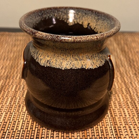 Handcrafted Potbelly Shaped Pottery Mug w/ Two-tone Gloss Drip Glaze ~ JUST PLAY - Picture 5 of 10